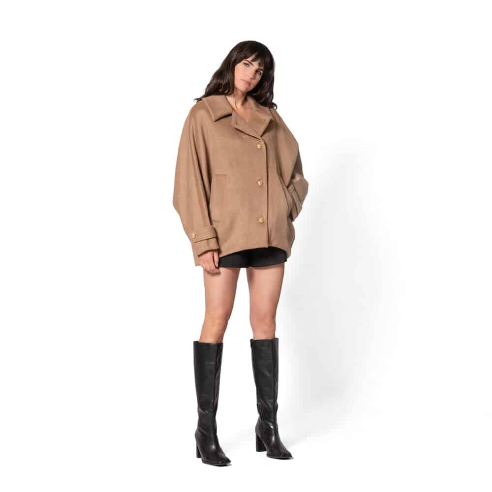 Coat Cape Wool - Dark Latte