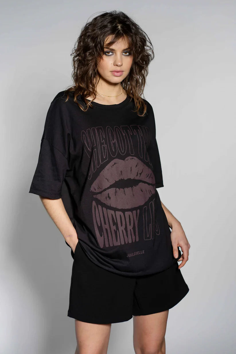 Tee Cherry Lips - Black